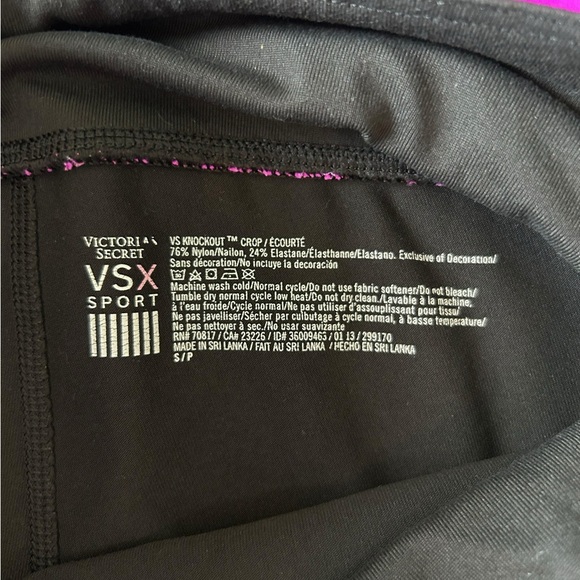Victoria's Secret VSX Knockout Crop Leggings 2 Pairs Sz Small Gray Black Pink - Picture 13 of 16